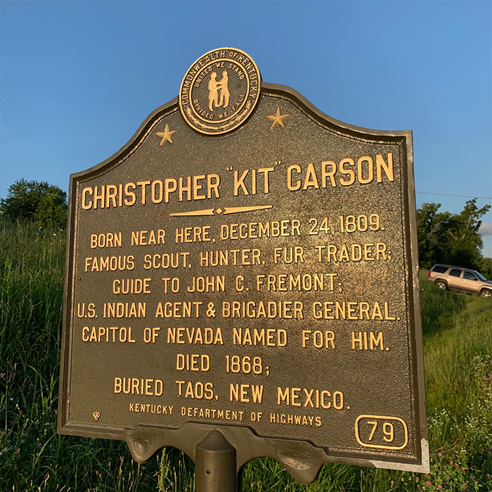 Historic plaque for Christopher Kit Carson